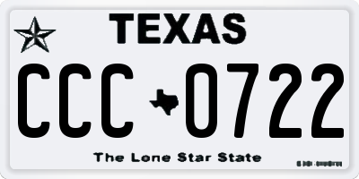 TX license plate CCC0722