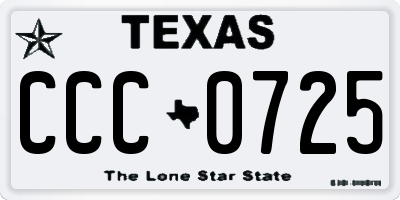 TX license plate CCC0725