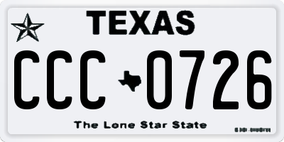TX license plate CCC0726