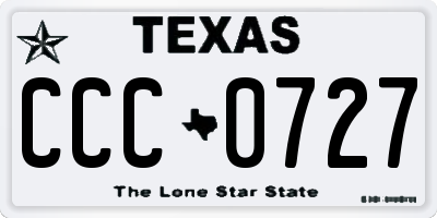 TX license plate CCC0727
