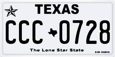 TX license plate CCC0728