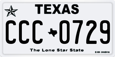 TX license plate CCC0729