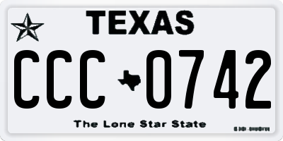 TX license plate CCC0742