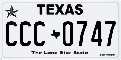 TX license plate CCC0747