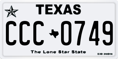 TX license plate CCC0749