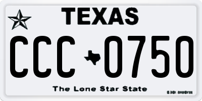 TX license plate CCC0750