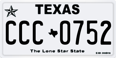 TX license plate CCC0752