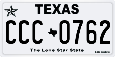 TX license plate CCC0762
