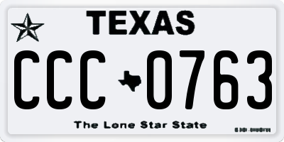 TX license plate CCC0763