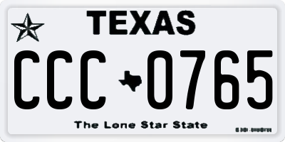 TX license plate CCC0765