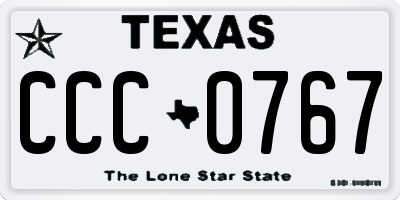 TX license plate CCC0767