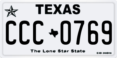 TX license plate CCC0769