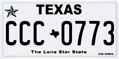 TX license plate CCC0773