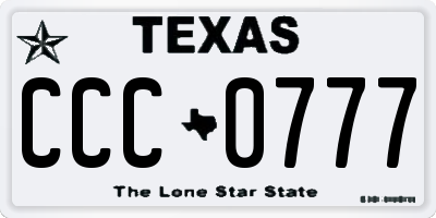 TX license plate CCC0777