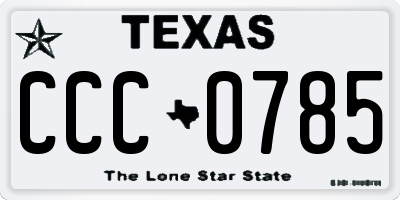 TX license plate CCC0785