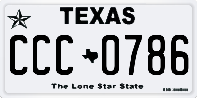TX license plate CCC0786