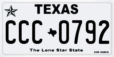 TX license plate CCC0792