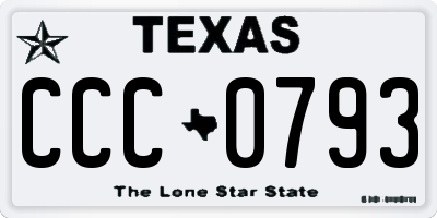 TX license plate CCC0793