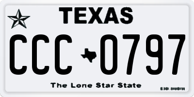 TX license plate CCC0797