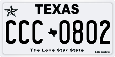TX license plate CCC0802