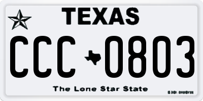 TX license plate CCC0803