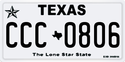 TX license plate CCC0806