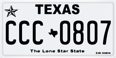 TX license plate CCC0807