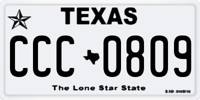 TX license plate CCC0809