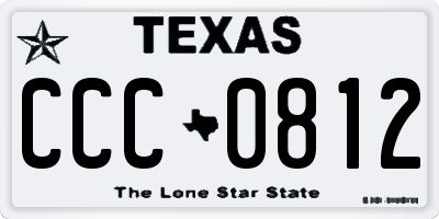 TX license plate CCC0812