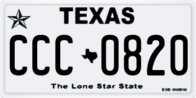 TX license plate CCC0820