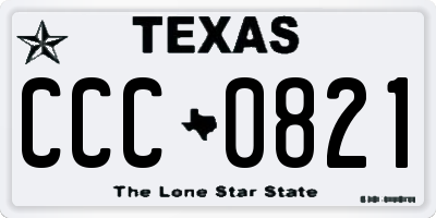 TX license plate CCC0821