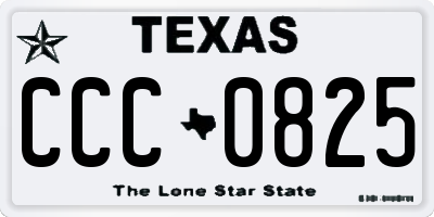 TX license plate CCC0825