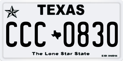 TX license plate CCC0830