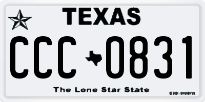 TX license plate CCC0831