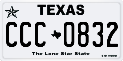 TX license plate CCC0832