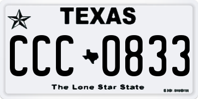 TX license plate CCC0833