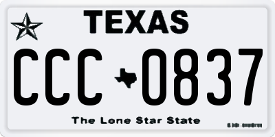 TX license plate CCC0837