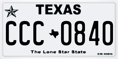 TX license plate CCC0840