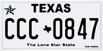 TX license plate CCC0847