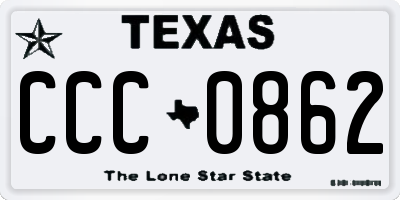 TX license plate CCC0862