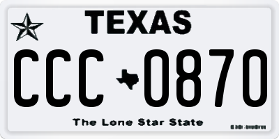 TX license plate CCC0870