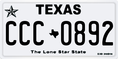 TX license plate CCC0892