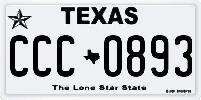 TX license plate CCC0893