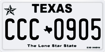 TX license plate CCC0905