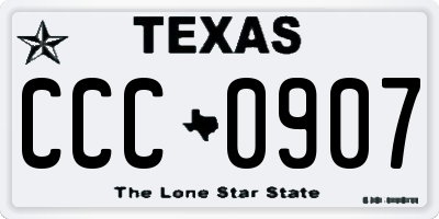 TX license plate CCC0907