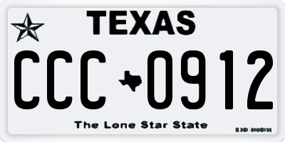 TX license plate CCC0912