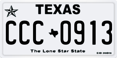 TX license plate CCC0913