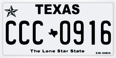 TX license plate CCC0916