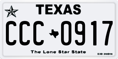 TX license plate CCC0917