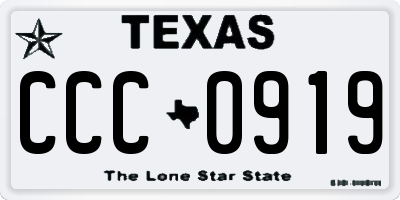 TX license plate CCC0919